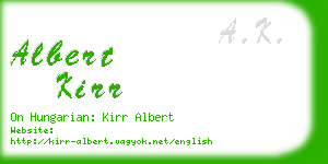 albert kirr business card